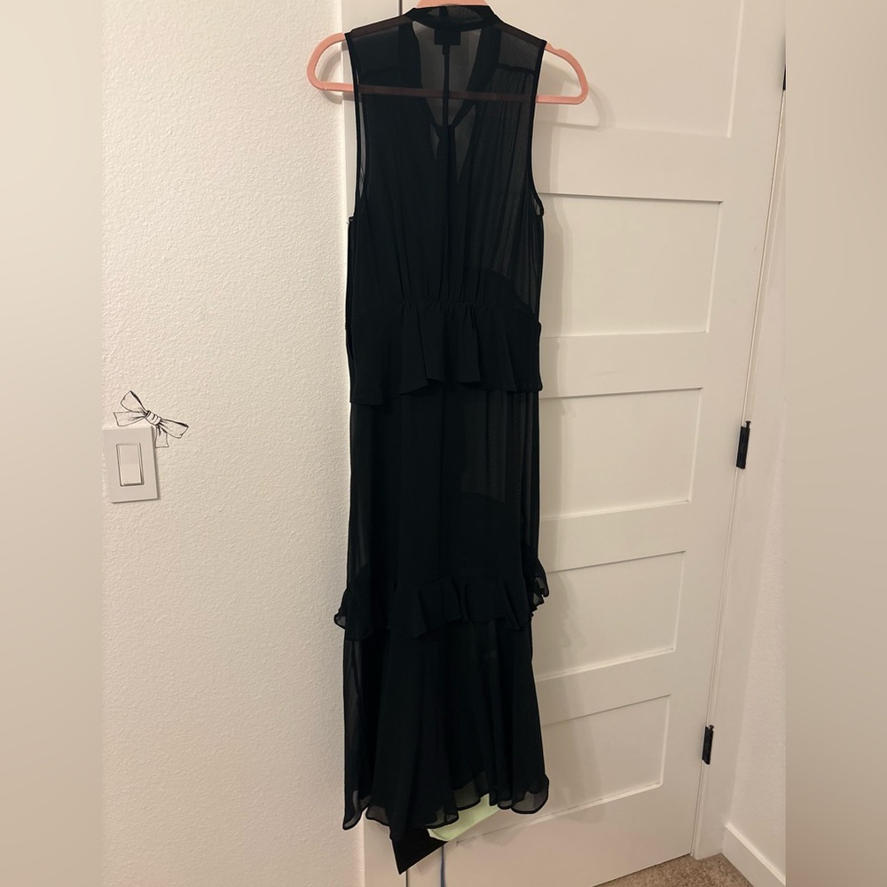 Who What Wear Black Sleeveless Ruffle-Tier Maxi Dress